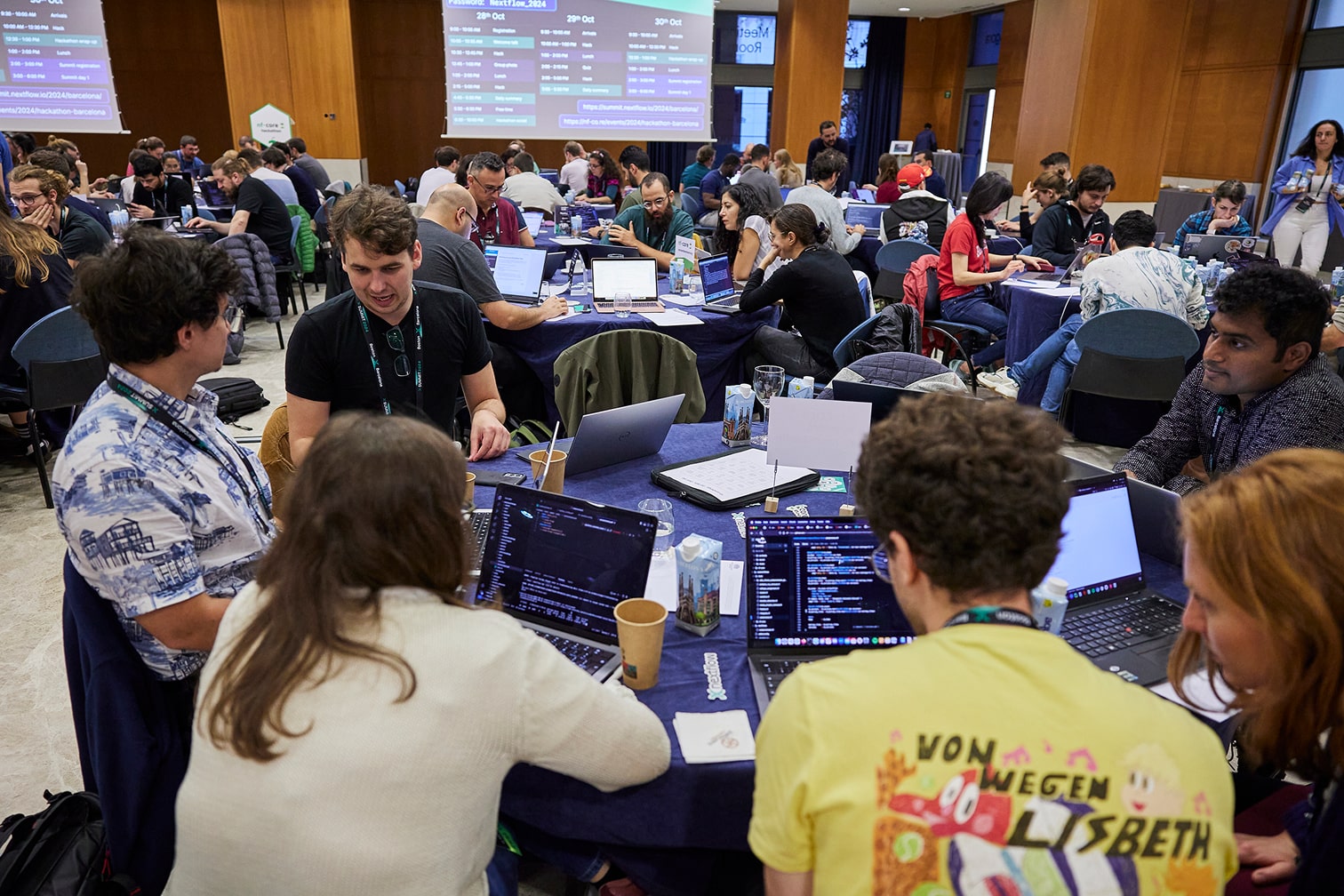 Image of three people at Nextflow Summit Hackathon